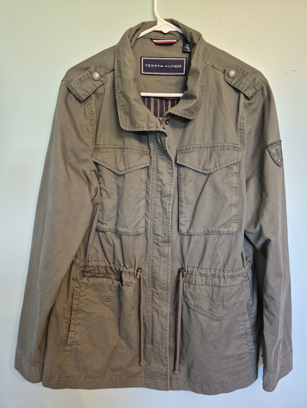 Tommy Hilfiger Women's Olive Green Drawstring Military Utility Jacket Size Large - Picture 2 of 7